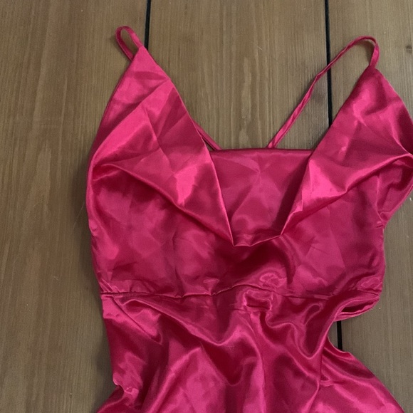 RED SATIN DRESS - Picture 2 of 3